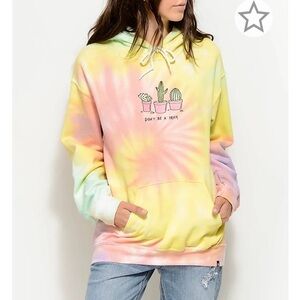 Tie-Dye Hoodie with Cactus Print